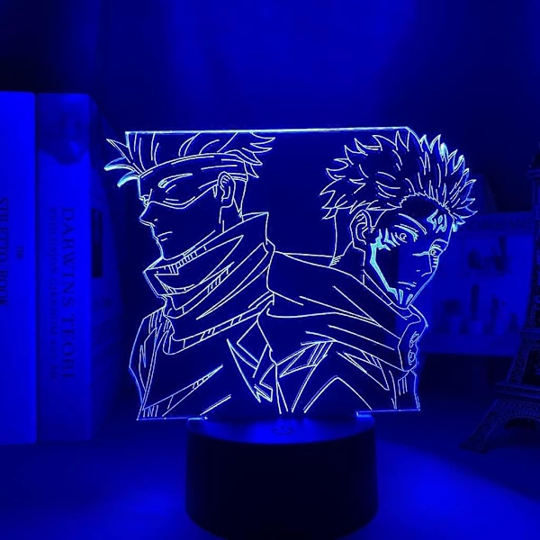 SBSG 3D Illusionslampe Jujutsu Kaisen LED Anime Lampe 16 Fargeendringer Fjernkontroll Skrivebord Nattelys (Ryomen Sukuna)