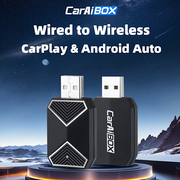 Trådlös CarPlay-adapter, Trådlös Android Auto – Mini och stabil 5,8 GHz WiFi med USB