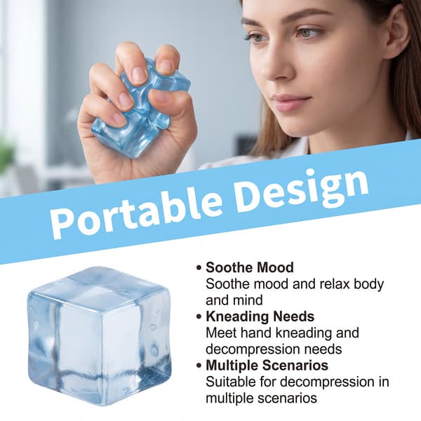 Blå isbit Squishy Langsom Rebound Stresslindring Bærbar Fidget Sensorisk Leketøy