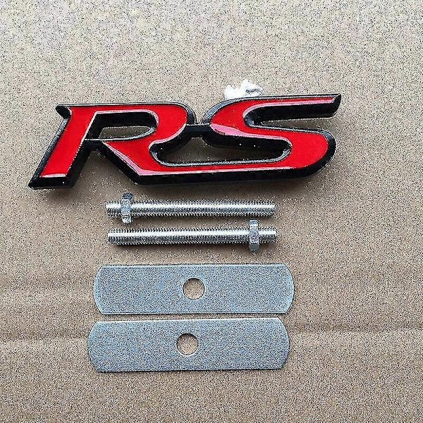 Bil 3D Metal Rs Front Grill Grille Hætte Emblem Badge Racing Emblem Deacl Sport