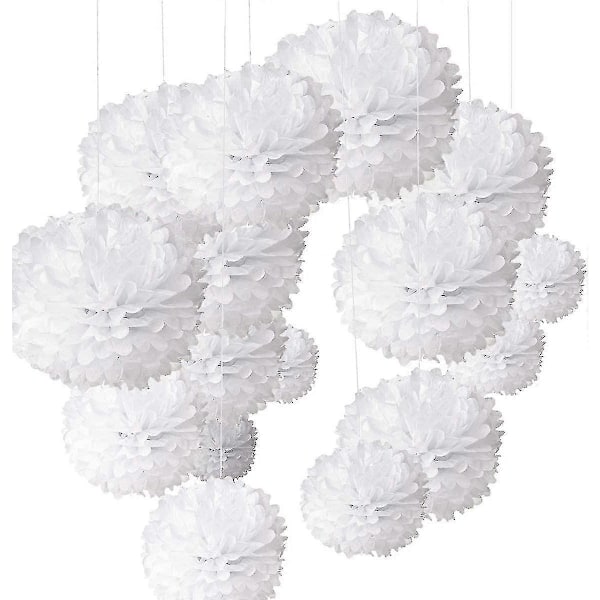 24pcs Set Paper Tassels Flower Pompom Tassels