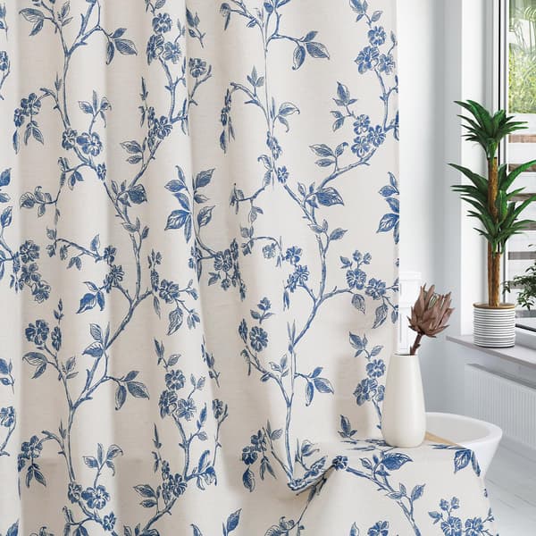1 st blommig polyester duschdraperi 120x180cm, vattentätt borrfri badrumspartitionsdraperi C