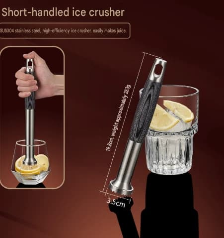 Ismuddler i rustfritt stål Husholdningsisknuser Frukt Sitronsaft Muddlerpinne Barkocktailmoser Melketebutikk Ishammer A