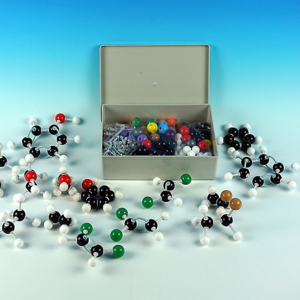 444 stk. Molekylær modelsæt (196 atomer model+244 linknøgler+ 3 orbitaler +1 værktøj) Bærbar til studerende/undervisning/laboratorium