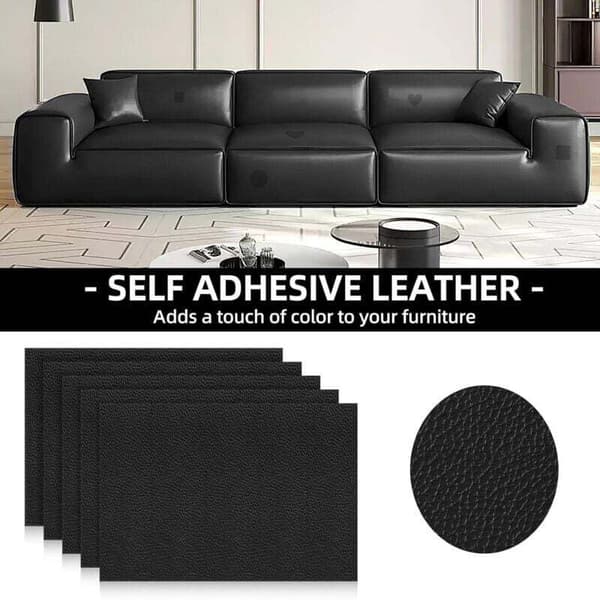 Læderreparationssæt, 30 x 20 CM Læderreparationslap, Læderklæberulle til biler og sofaer (sort)
