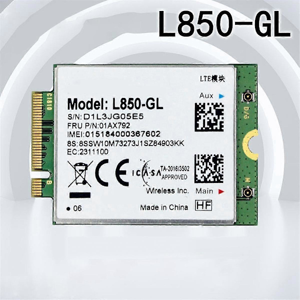 L850 Wifi-kort + 2 antenner 01ax792 Ngff M.2 modul til T580 X280 L580 T480s T480 P52s