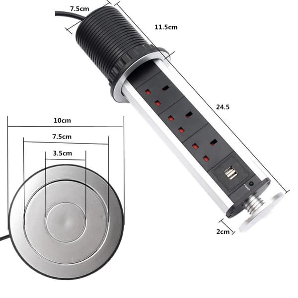 EU Standard USB-uttak, skjult skrivebordsuttak for kontor, vertikalt uttak