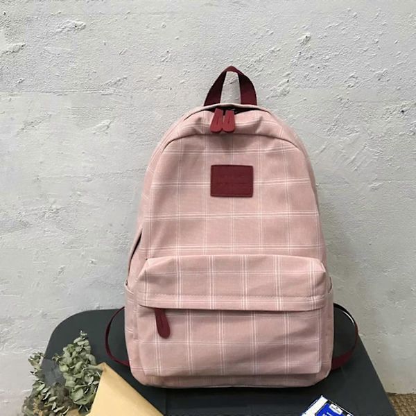 Kvinnors Lätta Estetiska Ryggsäck, Rutig Skolväska Academia Ryggsäck Laptop Bokväska, Tillbaka Till Skolan Ryggsäck Tillbehör, Throwback Rutig, Rosa, 30*14*4
