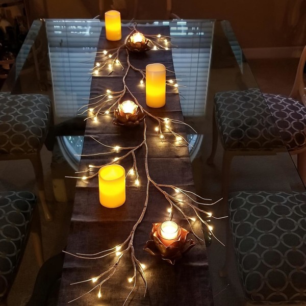 6 fots härlig julkrans med 48 led-lampor: utsökt björkkrans för inredning av fritidshus, perfekt för festlig dekoration inomhus/utomhus