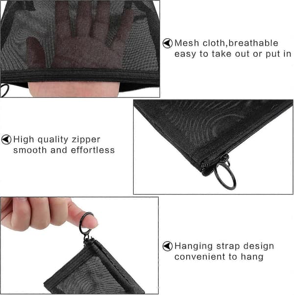 Kosmetikpose Mesh Makeupposer Mesh Lynlåspose Til Kontorer Rejsetilbehør, 3 Størrelser (sort) 3 Stykker