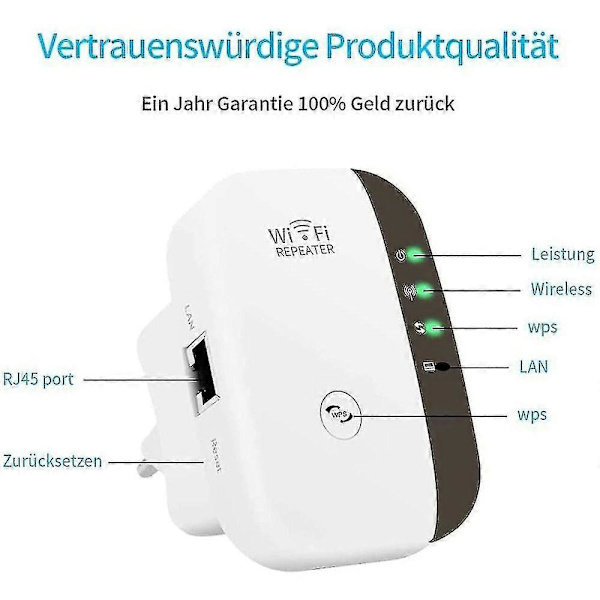 WiFi Forstærker, WiFi Repeater 300 Mbps 2.4 GHz, WiFi Repeater med Fast Ethernet Port, WPS-knap, Kompatibel Mini WiFi Forstærker Modtager