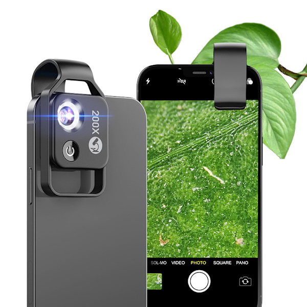 Nanozoom 200x Forstørrelseszoom, Nanozoom Højteknologisk Klips-på-Linse, Nano Zoom 200x til iPhone, Nanozoom Mobiltelefonlinse