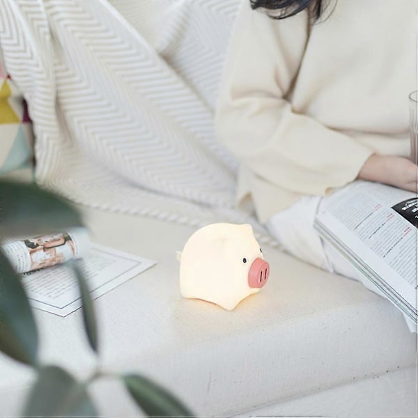 Silikone Gris Formet LED Natlampe Børn Baby Værelse Sengelampe USB Genopladelig Lampe med Timerfunktion (Varm Hvid)