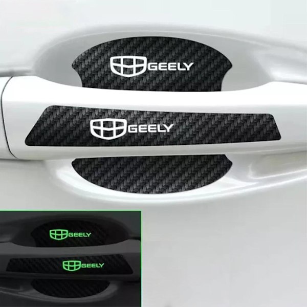 8 Pak Lysende Bil Dørhåndtags Skåle Dekaler Høj Elastisk Skåle Klistermærker Velegnet til Geely
