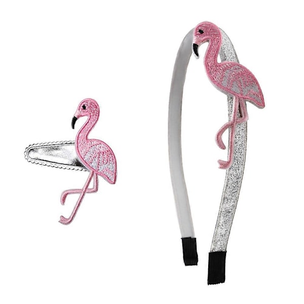 2 kpl Flamingo Panta Kirjailtu Hiussarja Tytöille Päähineet Hiusneulat (Flamingo Hiukset ja Hiusneulat)