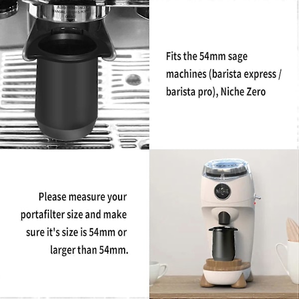 53mm Espresso Doseringsskål för Mätning av Kaffebönor och Malda Kaffebönor i Aluminium, Passar 54mm, Svart