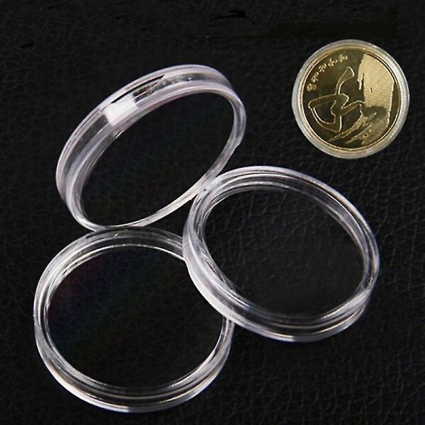 100 stk 25 mm Mini Rund Transparent Samling Myntkapsel Oppbevaringsboks Beholder