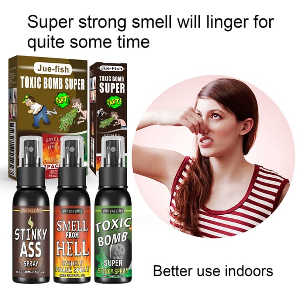 Superstark Prank-Fjärtspray, Extra Kraftfull Formula, 30 ml, 3-pack Stinkbombsspray-set