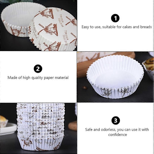 300 stk. Cupcake Forme Papir Cupcake Indpakning Runde Bagekage Papirholdere