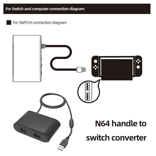 N64 Controller Adapter Converter Til Nintendo Switch/OLED PC Turbo Plug and Play
