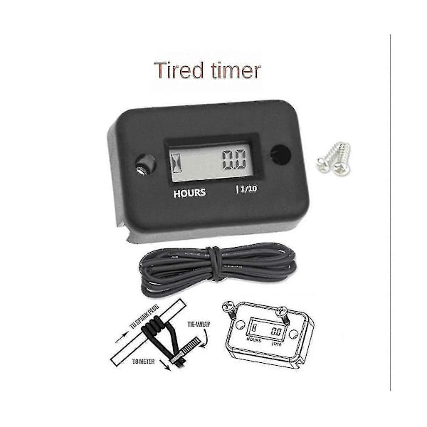 Vandafvisende LCD-display Digital Timer Inductiv Timer til Motorcykel ATV Snemobile Motor, Sort