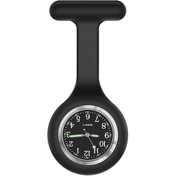 Sykepleierklokke Brosje, Silikon med Nål/Klype, Selvlysende Design, Helsepersonell Sykepleier Lege Paramedisinsk Medisinsk Brosje Fob Klokke svart