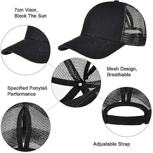 Baseballcaps med hull for hestehale - Justerbar caps med netting - Unisex Polo-stil
