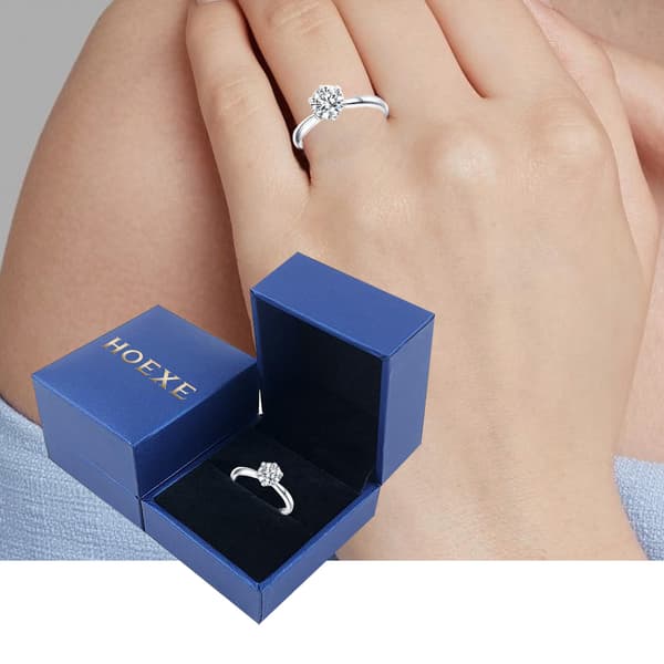 Justerbar diamantring, glitrende solitær forlovelsesring