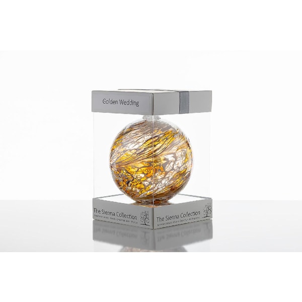 Sienna Glass 10 cm Ystävyyspallo 50-vuotis hääpäivä kultainen
