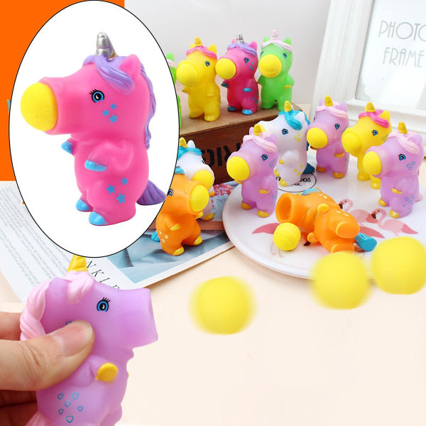 Tecknad Unicorn Squeeze Shoot Ball Kids Fidget Toys Roliga Pop Out Foam Balls
