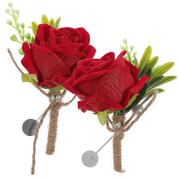 2 stk. Bryllups-Brudgom Corsages Brude Rose Boutonnieres Bryllups Boutonniere til Mænd Kvinder