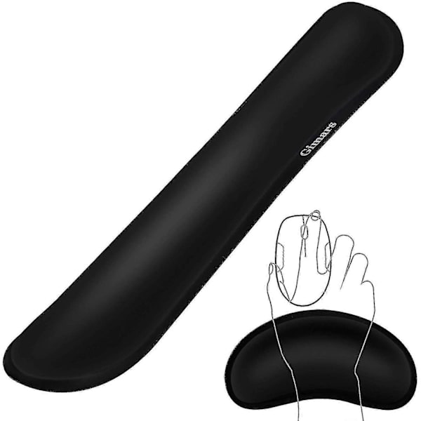 Oppgradert håndleddstøtte for tastatur og mus, laget av minnefoam, superfint fiber og gel