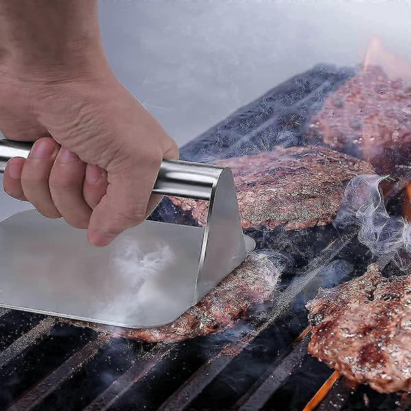 Köttpress, Rostfritt Stål Hackade Biffar, Grillpress, Burger Smasher Med Handtag