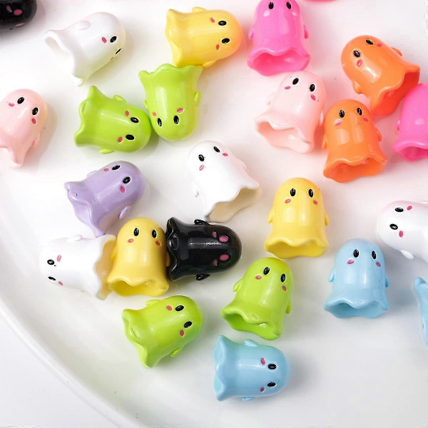 30 stk Akryl Spøgelsesformede Perler, Søde Halloween Tegneserieperler, Løse Spøgelsesafstandsstykker, til Smykkefremstilling DIY Armbånd Halskæder Håndværk