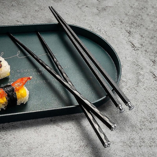 5 par skridsikker genanvendelige legering lasergraverede spisepinde til sushi sticks