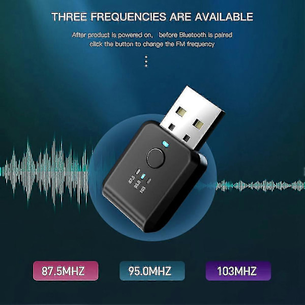 FM-sender Bil Trådløs Bluetooth 5.0 Radio Bil Kit Håndfri Lydadapter Ingen Forsinkelse Ingen Støj A