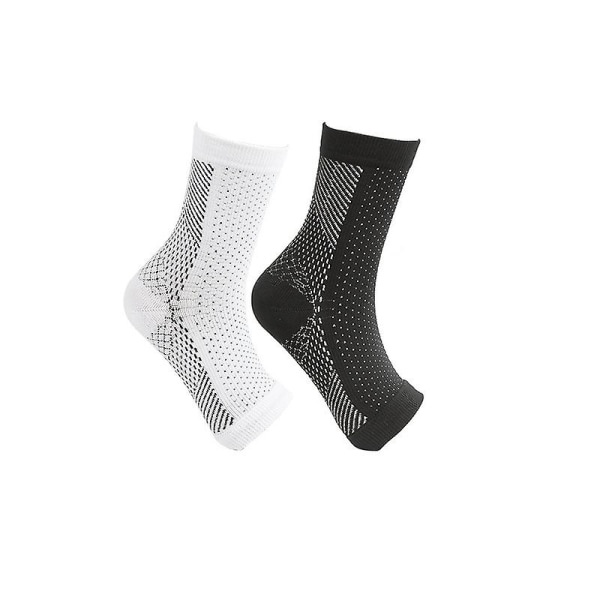 2 par neuropati kompressionsstrømper Ankelbuestøtte beskytter sokker White,XXL