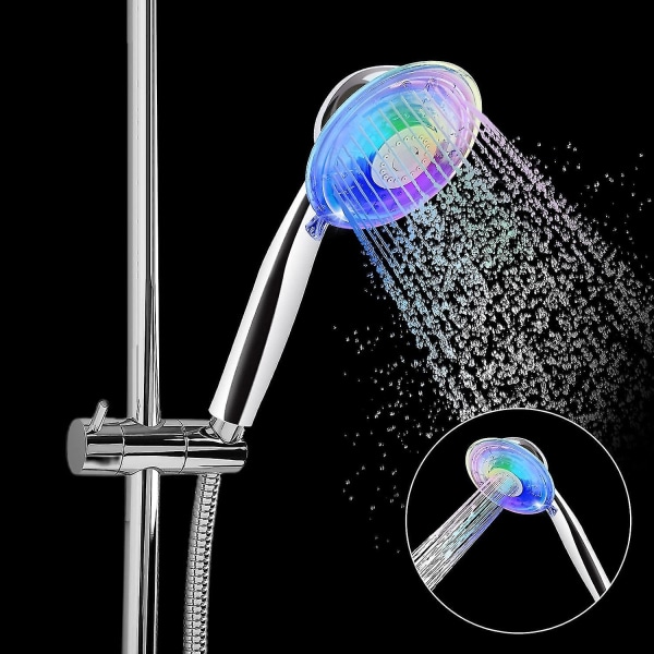 LED brusehoved håndbruser med 7 skiftende farver brusehoved - justerbar vandstrøm