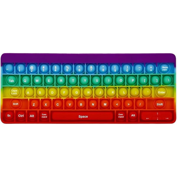 Pop It Fidget , Push Pop Bubble Fidget Sensory Rainbow Keyboard Shape Pop On It, Fidget Popper Learn