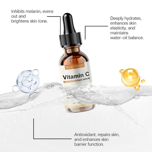 C-vitamin ansiktsserum, mild daglig essens för närande ansiktshud 2pcs