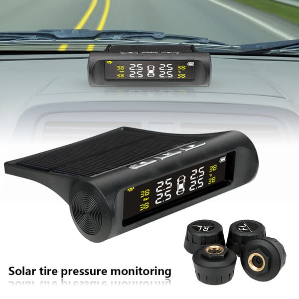 T1 Bil TPMS Däcktrycksövervakningssystem Solcellsdriven Trådlös Extern Trycksensor Realtids Däcktemperatur Tryckmonitor Display