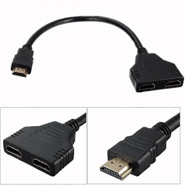 4x HDMI Hane till 2 HDMI Hona 1 in 2 ut Splitterkabel kompatibel 1080P