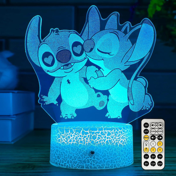 Stitch Gaver til piger Stitch Night Light med Timer Remote & Smart Touch 7 farver Skiftende Dæmpbar Stitch Lamp Cool Room Decor Sengekant Khaki,3XL