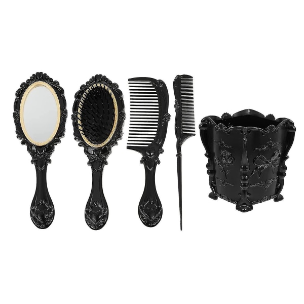5kpl Vintage Handheld Mirror Comb Set Vanity Makeup Mirror Hiusharjojen set