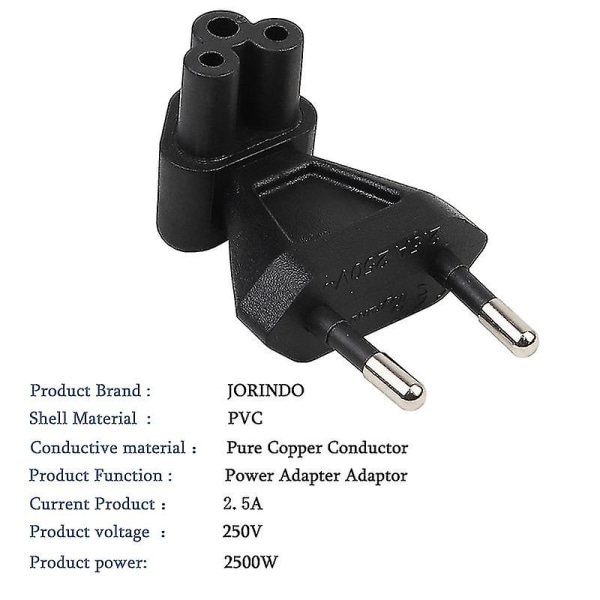 2-polet Eu Han-stik til Iec 320 C5 Hunkon AC-adapter 2.5a Sikring, Eu Industriel Strømomformer