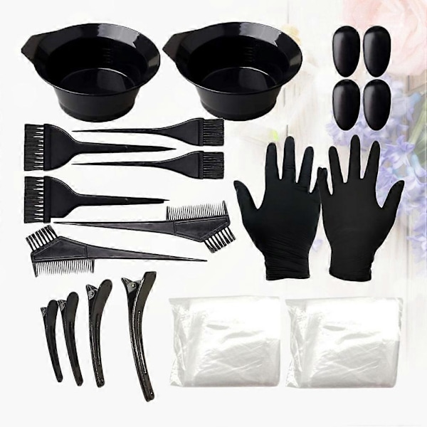 1 Set/22st Hårfärgningskit Engångs DIY Färgningsverktyg Kit Hårtoning Blandningsskål Kam för Hemmabutik