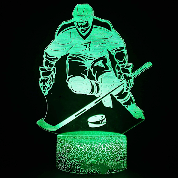 Hockey Spiller 3D Lampe Natlampe Med Fjernbetjening & Berøringskontrol, Flere Farver & Blinkende Tilstande Og Justerbar Lysstyrke -a05