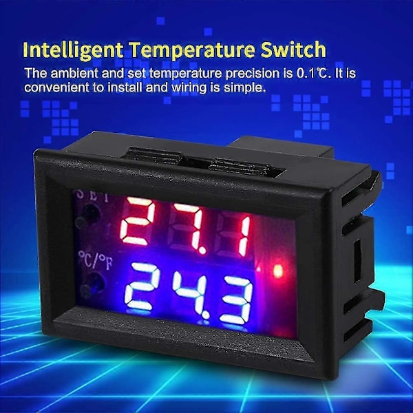 DC 12V Digital Termostat All Purpose Digital Temperaturregulator med Sensor, Temperaturmålingsområde: - 50  ~ 110