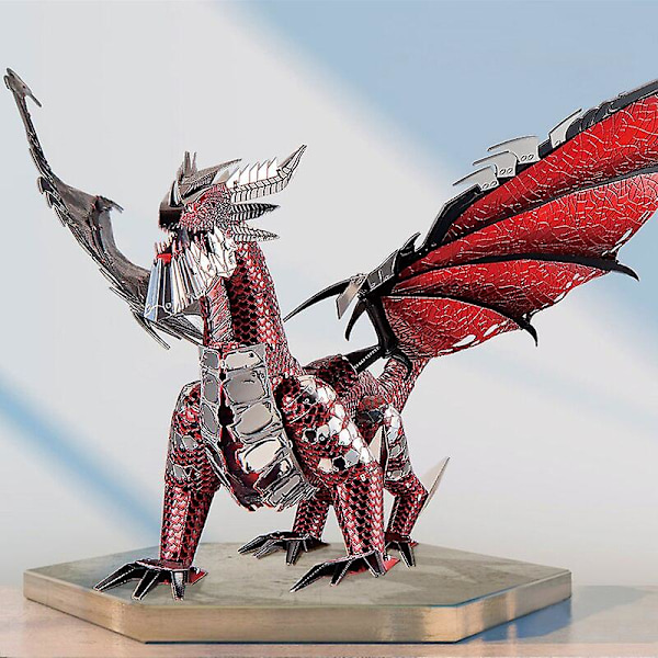 Piececool 3D Metal Puslespil Sort Drage DIY Model Sæt Samling Puslespil Legetøj Skrivebords Dekoration Gave Voksen Fjernstyret Robot