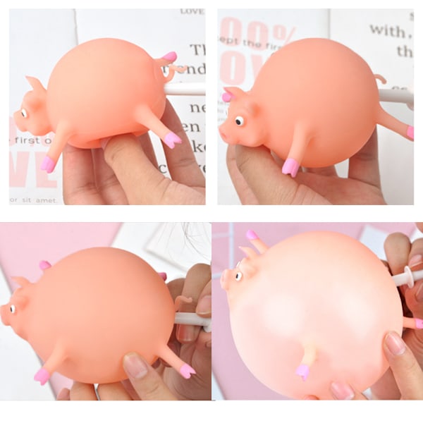 Nya Stressreducerande Leksaker Squeeze Paddle Ball TPR Uppblåsbar Djur Mjuk Gummi Uppblåsbar Djur Paddle Ball Flodhäst
